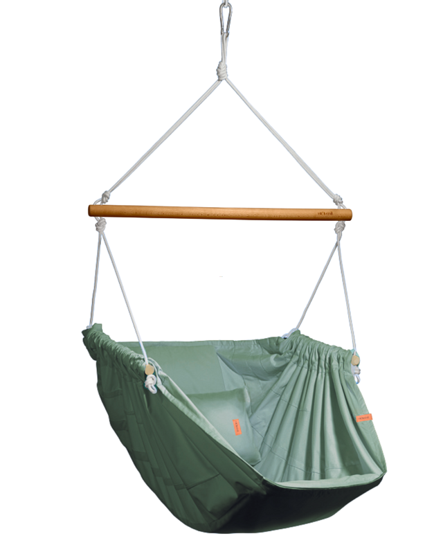 Závěsné houpací křeslo olivové HOJDAVAK MAXI s polštářkem - outdoor tkanina Závěsné houpací křeslo olivové HOJDAVAK MAXI s polštářkem - outdoor tkanina